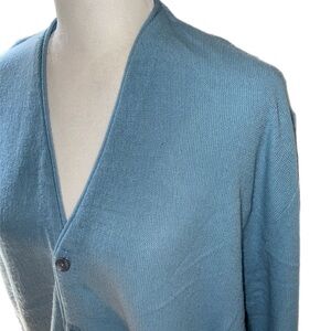 Vintage Ash Creek Grandpa Sweater Baby Blue Knit Button Up V-Neck Cardigan  L